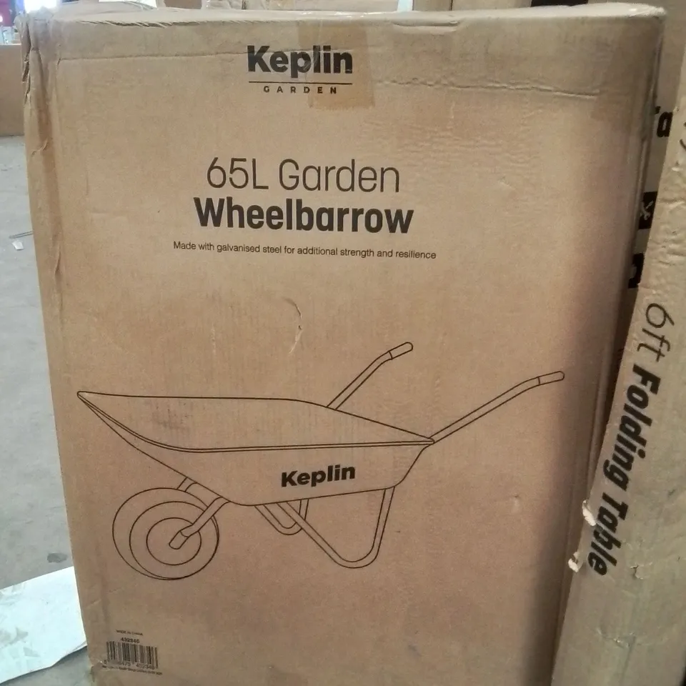 BOXED KEPLIN 65L GARDEN WHEELBARROW 