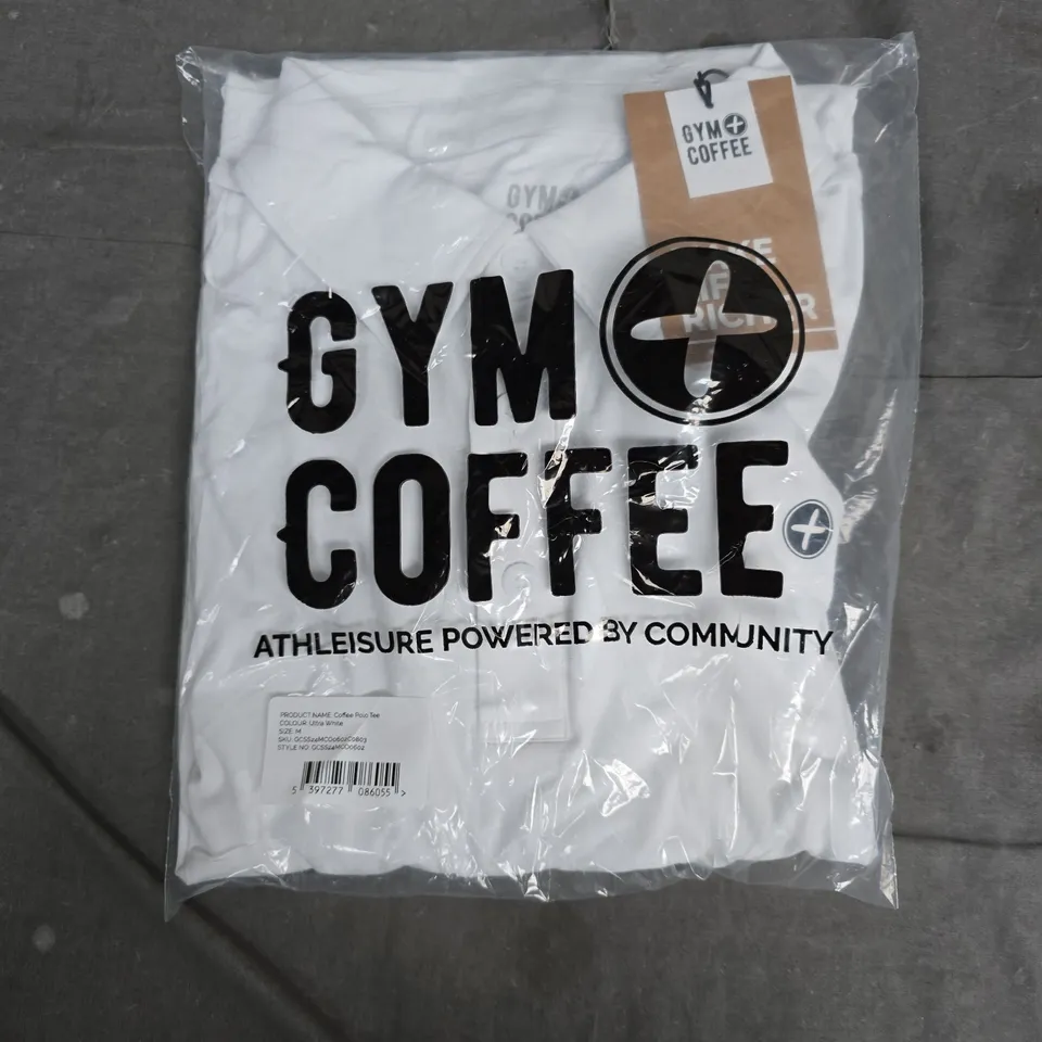 BAGGED GYM+COFFEE POLO TEE – ULTRA WHITE, SIZE M
