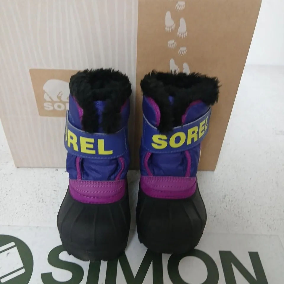 SOREL TODDLER SNOW COMMANDER BOOTS BLUE/PURPLE– UK 5