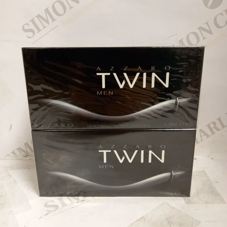 LOT OF 2 X 80ML AZZARO TWIN MEN EAU DE TOILETTE SPRAY