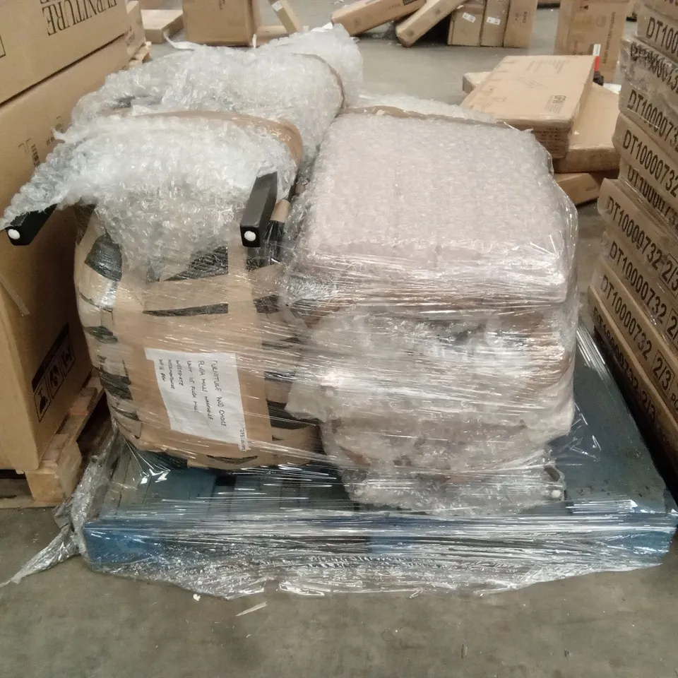 PALLET OF ASSORTED INCOMPLETE DESIGNER DINING CHAIRS PARTS AND PIECES