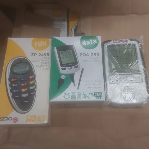 PALLET OF ASSORTED ELECTRONIC GOODS AND PRODUCTS TO INCLUDE; BRAIN TRAINING GAME, SUDOKU GAME, PDA WITH INTERNET AND ALARM 