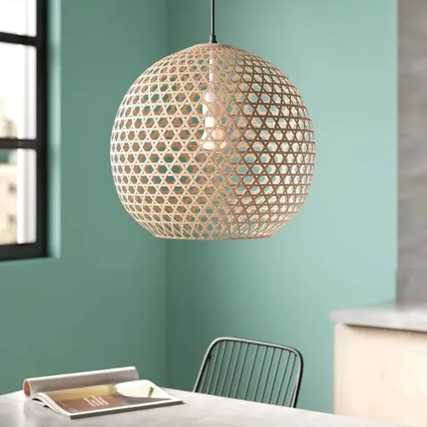 BOXED MACKENZIE NATURAL BAMBOO/BLACK 1-LIGHT PENDANT