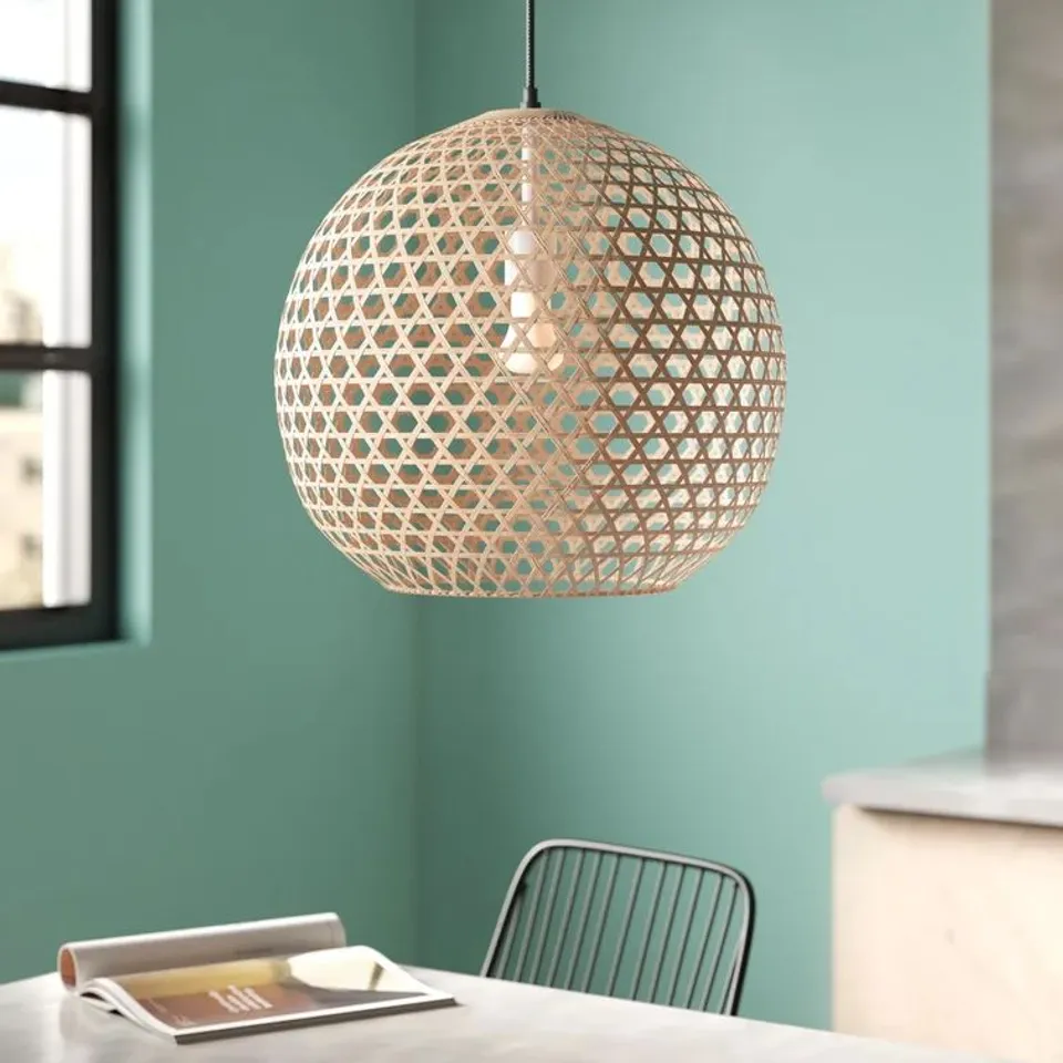 BOXED MACKENZIE NATURAL BAMBOO/BLACK 1-LIGHT PENDANT 