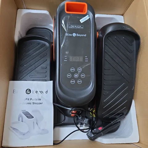BOXED BLISS & BEYOND STEPFIT PORTABLE ELECTRONIC STEPPER IN BLACK