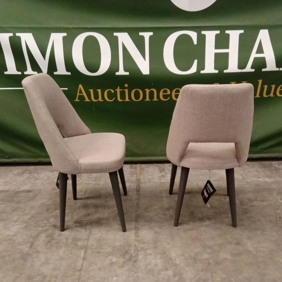 SET OF 2 STATUS ITALIAN MADE FABRIC UPHOLSTERED DINING CHAIRS