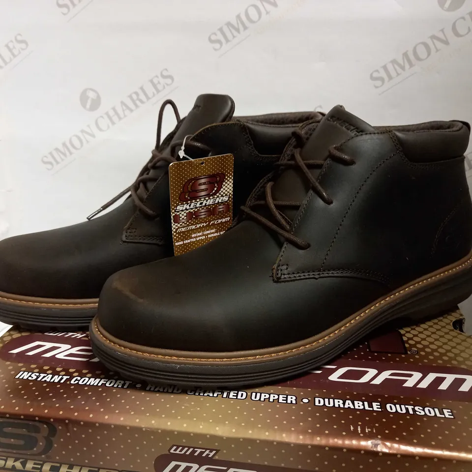 SKECHERS LEATHER BOOTS CHOCOLATE SIZE 10