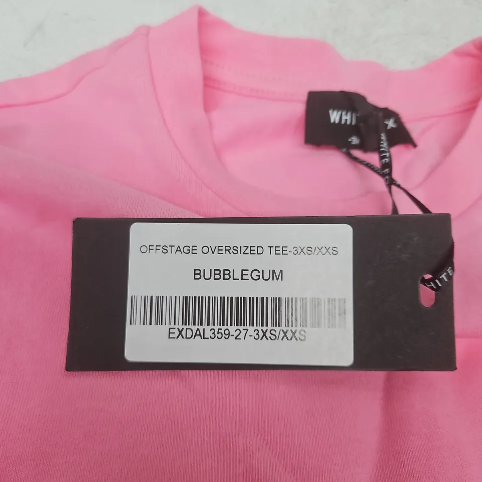 WHITE FOX OFFSTAGE OVERSIZED TEE – BUBBLEGUM PINK, 3XS/XXS