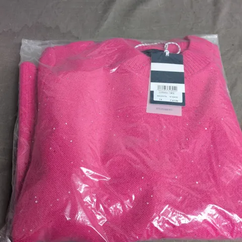 CREW CLOTHING COMPANY GLITTERBALL JUMPER – BRIGHT PINK – UK 14