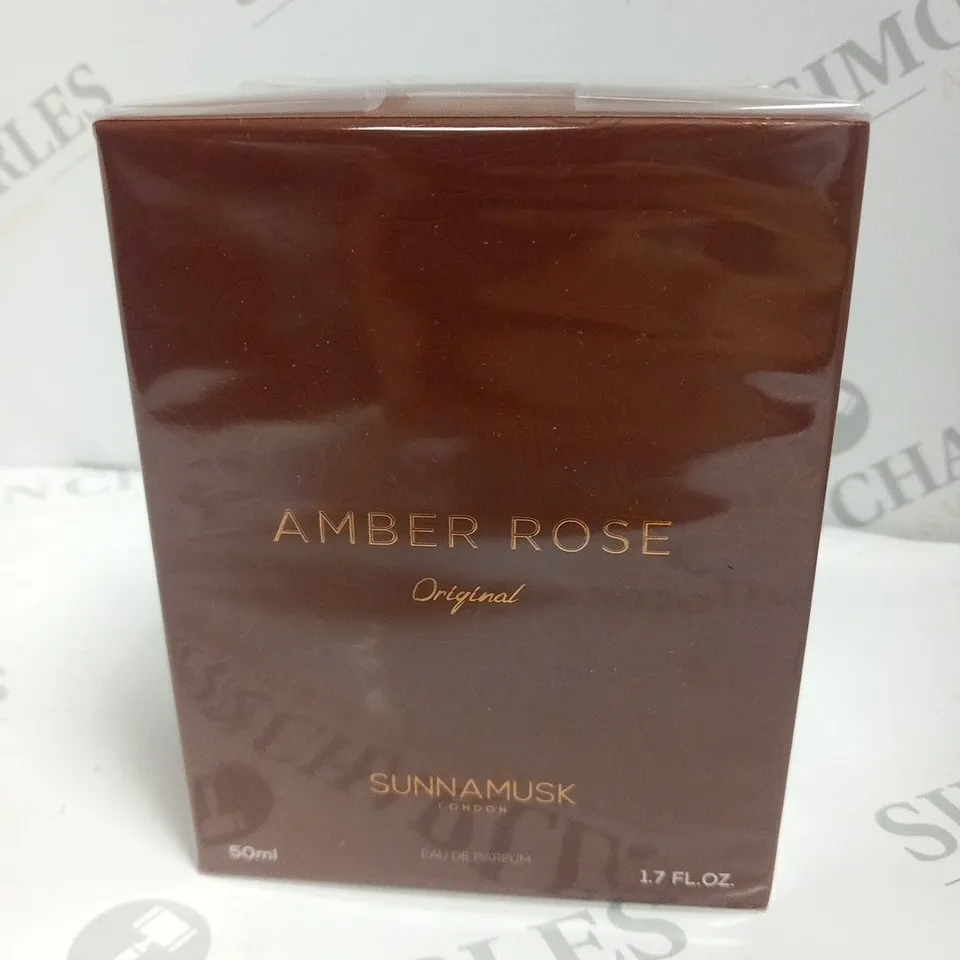 BOXED AND SEALED AMBER ROSE ORIGINAL SUNNAMUSK LONDON EAU DE PARFUM 50ML