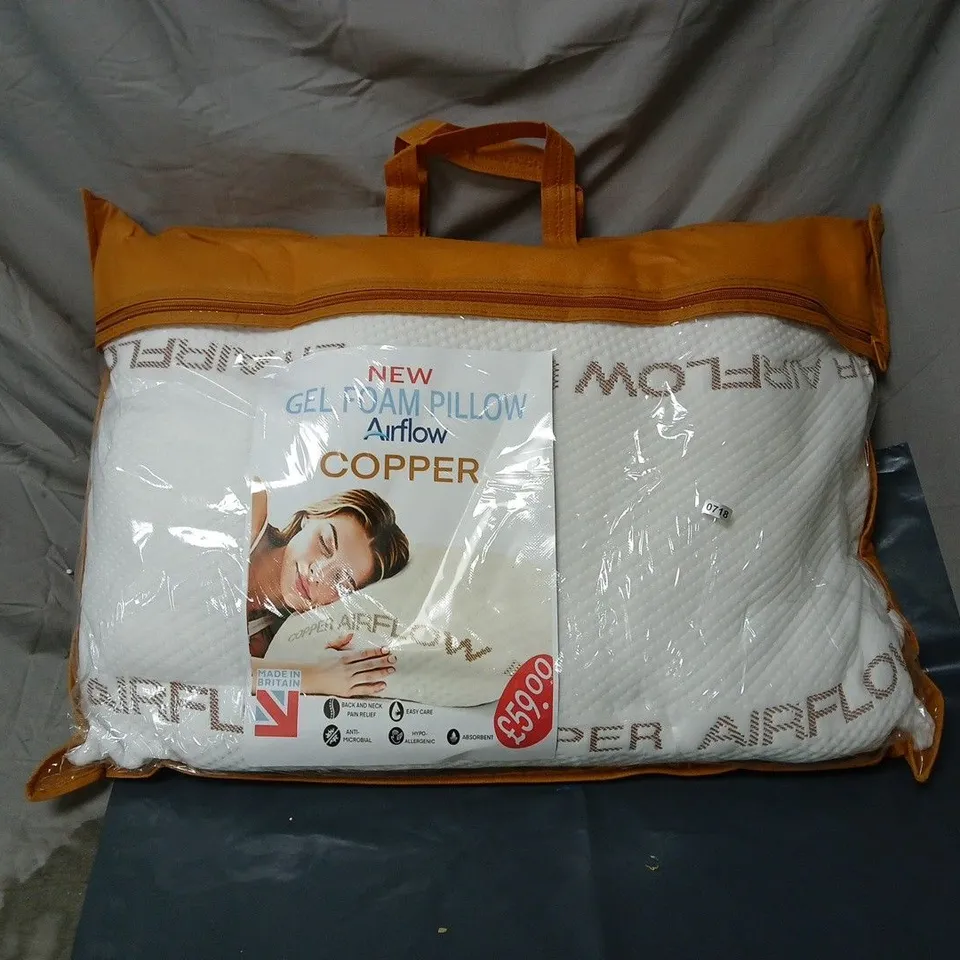 AIRFLOW GEL FOAM PILLOW COPPER IN CARRY CASE