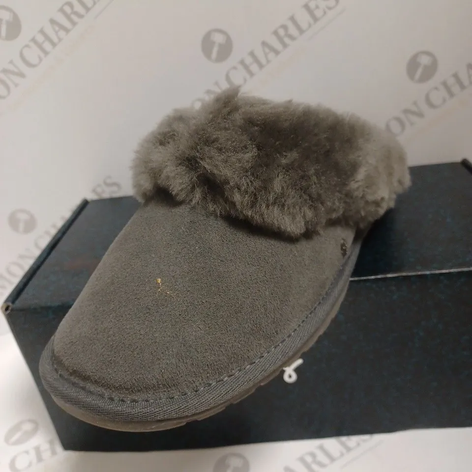 BOXED EMU NEST JOLIE SHEEPSKIN SLIPPERS, CHARCOAL - SIZE 8