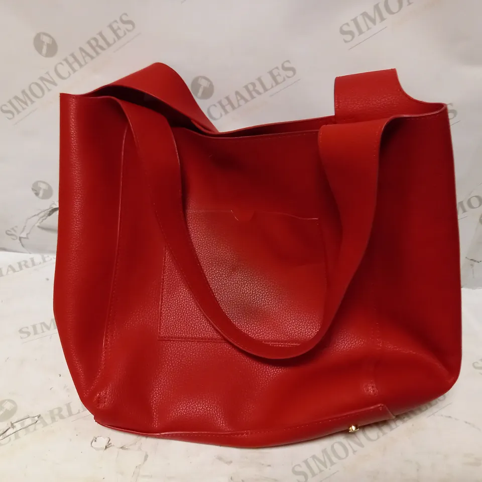 BEN DE LISI ELLA FAUX LEATHER TOTE WITH POUCH - RED