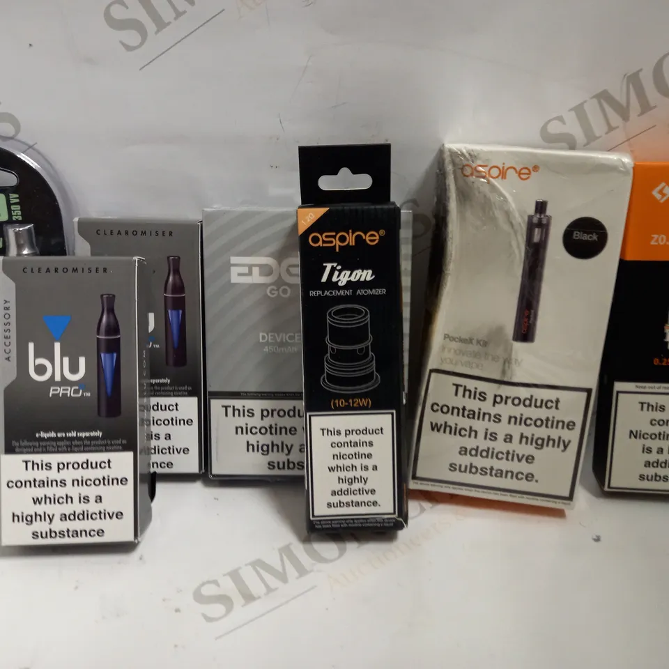 BOX OF APPROX 15 ITEMS INCLUDING VAPORESSO XROS SERIES 1.2OHM, ASPIRE POCKEX KIT AND EDGE GO DEVICE