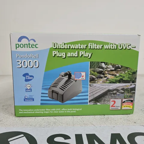 PONTEC PONDOROLL 3000 UNDERWATER POND FILTER WITH UVC – PLUG AND PLAY