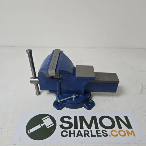BLUE METAL BENCH VICE WITH SWIVEL BASE