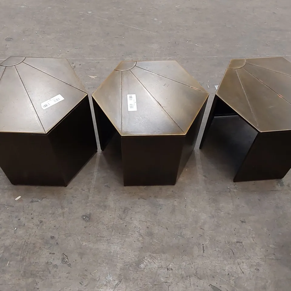 SET OF 3 DESIGNER METAL SIDE TABLES (3 ITEMS)