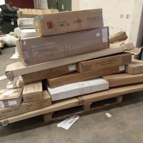 PALLET OF ASSORTED INCOMPLETE DESIGNER FURNITURE PARTS AND PIECES