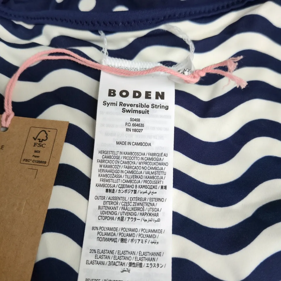 BODEN REVERSIBLE SYMI STRING SWIMSUIT UK 12 R WITH TAGS
