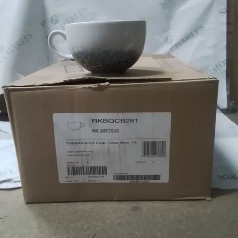 BOXED RAKU QUARTZ BLACK CUPS APPROXIMATELY 12