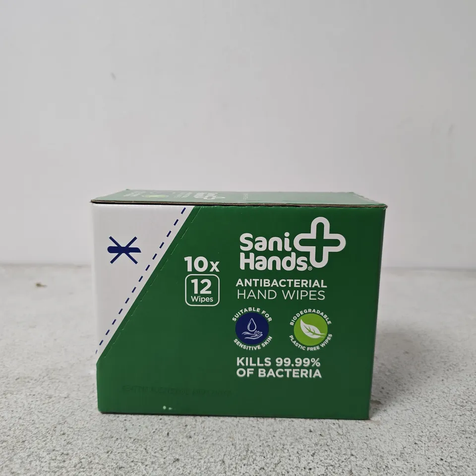 SANI HANDS ANTIBACTERIAL HAND WIPES – APPROX 12 BOXES PER BOX