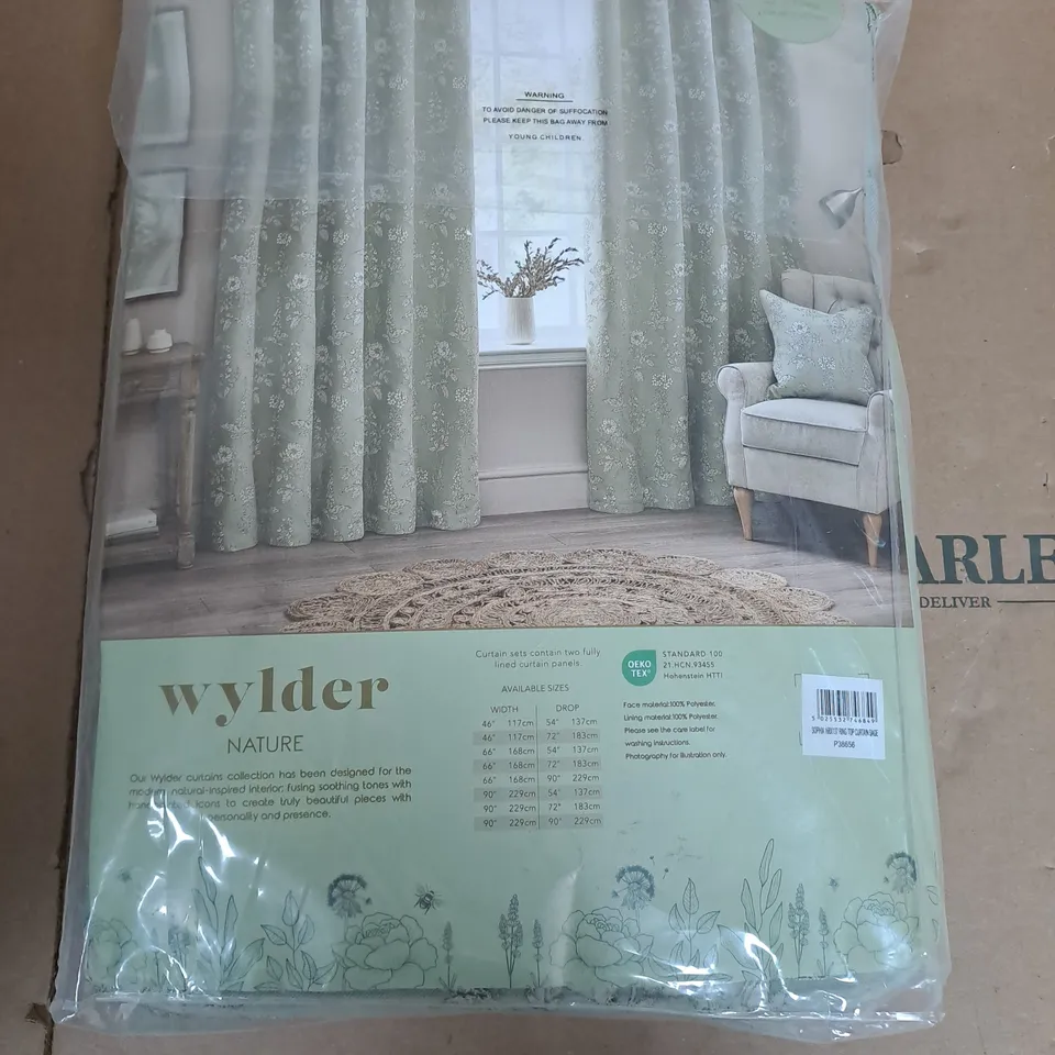 WYLDER NATURE SOPHIA EYELET LINED CURTAINS - W 66" / D 54"