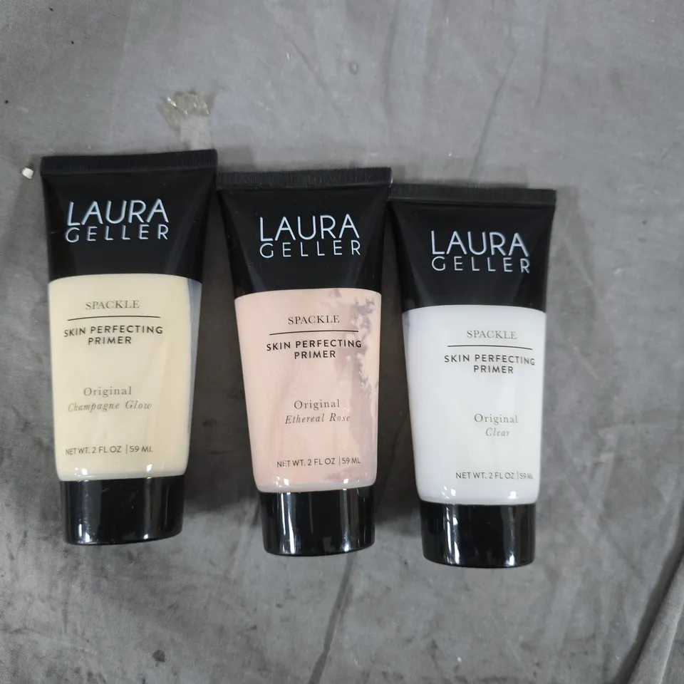 Laura Geller Spackle Skin Perfecting Primer Trio – Champagne Glow, Ethereal Rose & Clear