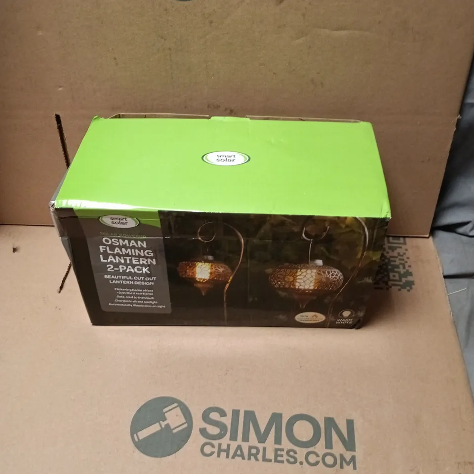 SMART SOLAR OSMAN FLAMING LANTERN 2-PACK (COPPER PERFORATED GARDEN LANTERNS)
