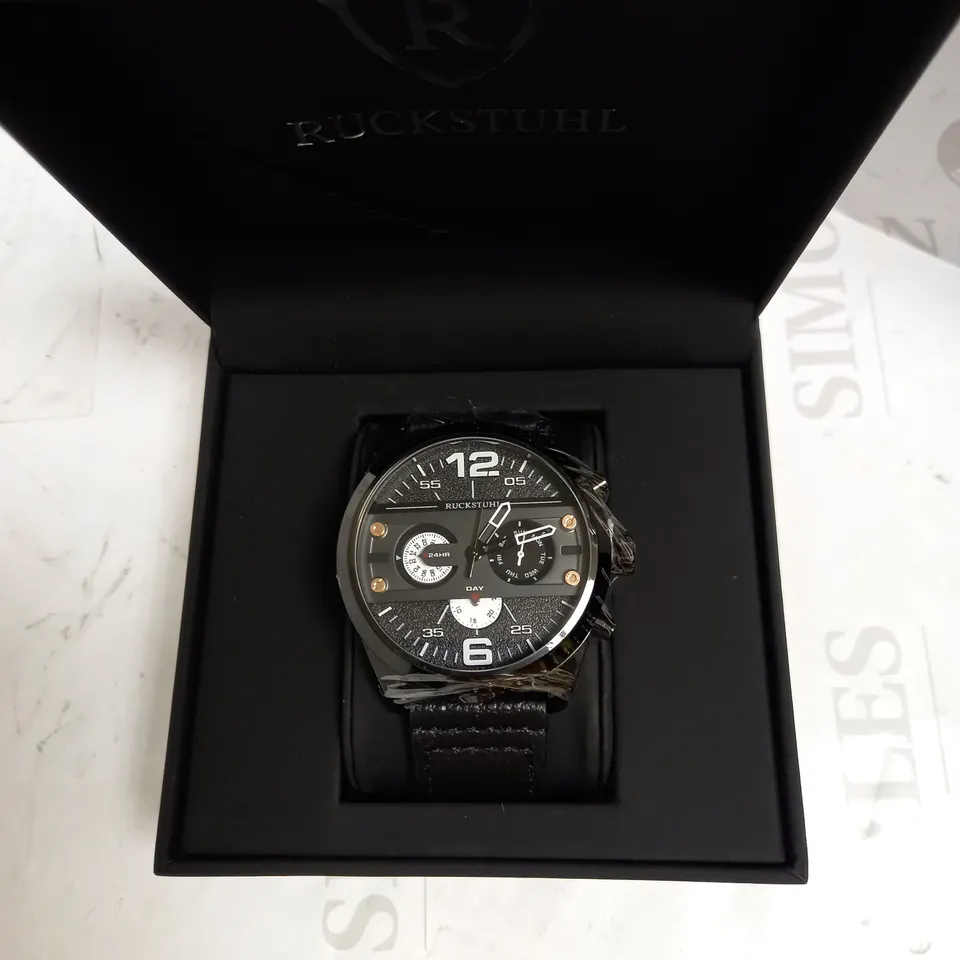 RUCKSTUHL TRIPLE DIAL LEATHER STRAP WRISTWATCH RRP £560