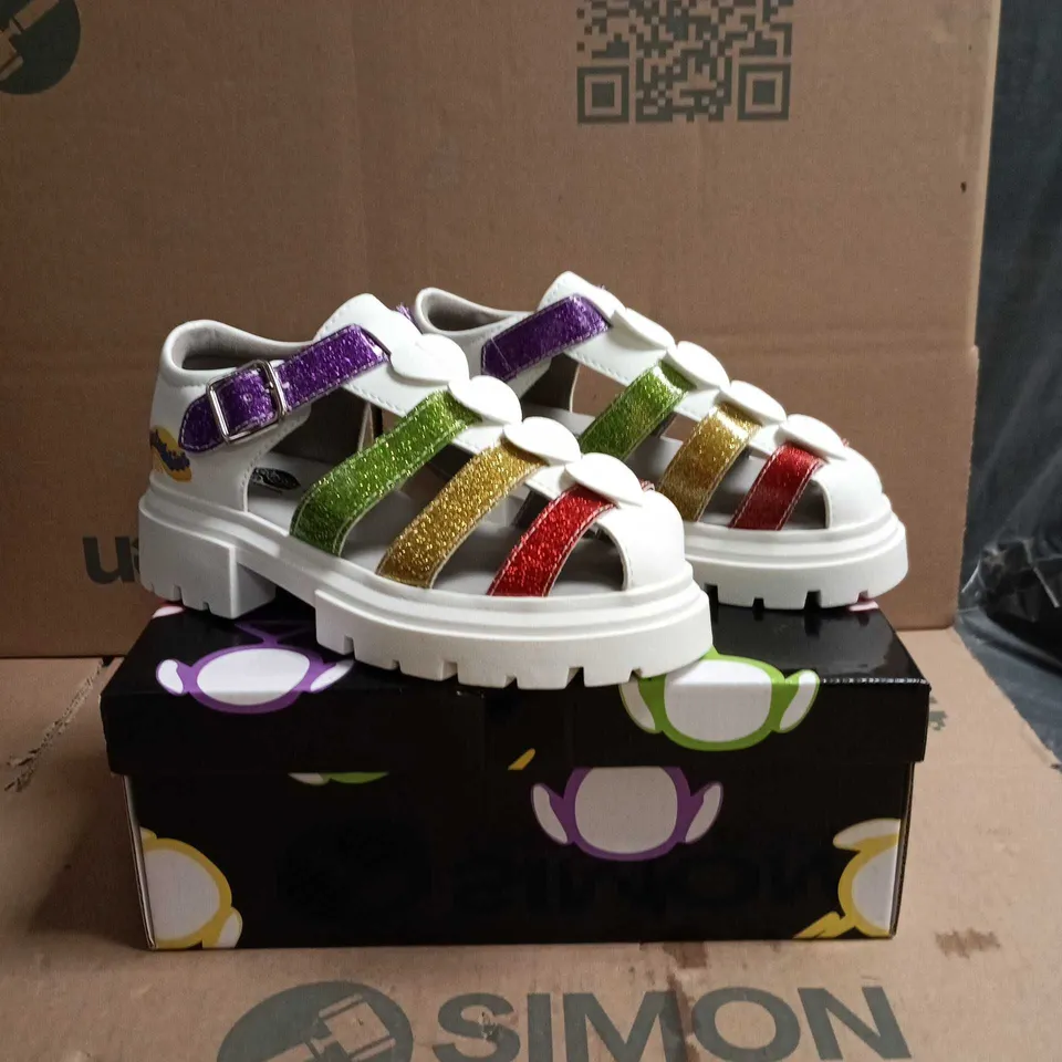 KOI KIDZ TELETUBBIES GLITTER TRUMPETS SANDALS WHITE MULTI SIZE 13