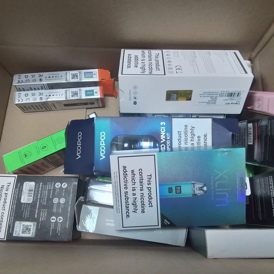 LOT OF ASSORTED E-CIGS AND PARTS TO INCLUDE VAPORESSO, OXVA AND ASPIRE