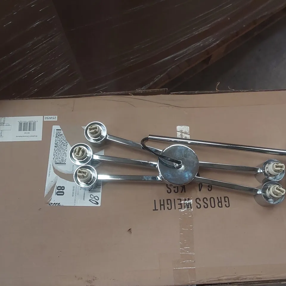 PALLET CONTAINING A VERY LARGE QUANTITY OF ASSORTED DESIGNER LIGHTING PRODUCTS INCLUDING: FLOYD 2 LIGHT FLUSH CEILING FITTING, MARSDEN 3 LIGHT SEMI FLUSH CEILING LIGHTS ECT