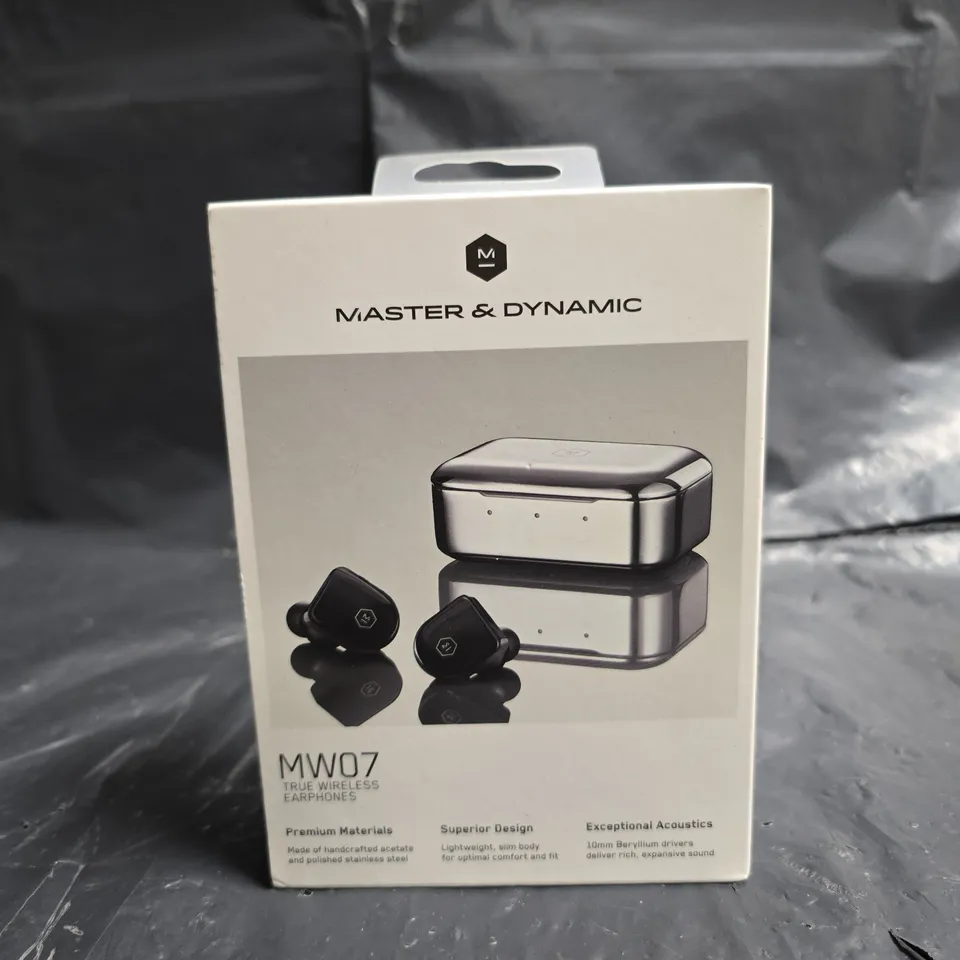 MASTER & DYNAMIC MW07 TRUE WIRELESS EARPHONES – PIANO BLACK (GLOSS) MW07PB (BOXED)