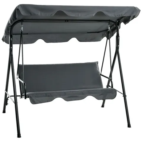 BOXED OUTSUNNY 3 SEATER GARDEN SWING CHAIR WITH ADJUSTABLE CANOPY - GREY (1 BOX)