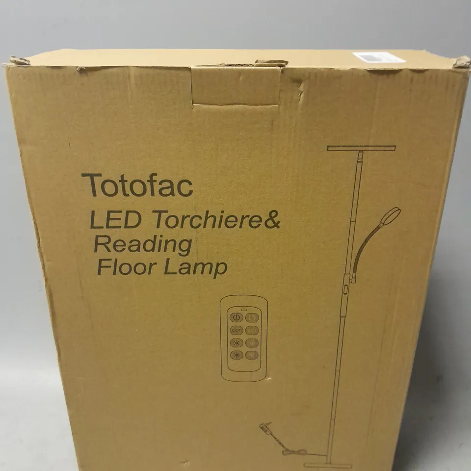 BOXED TOTOFAC LED TORCHIERE & READING FLOOR LAMP