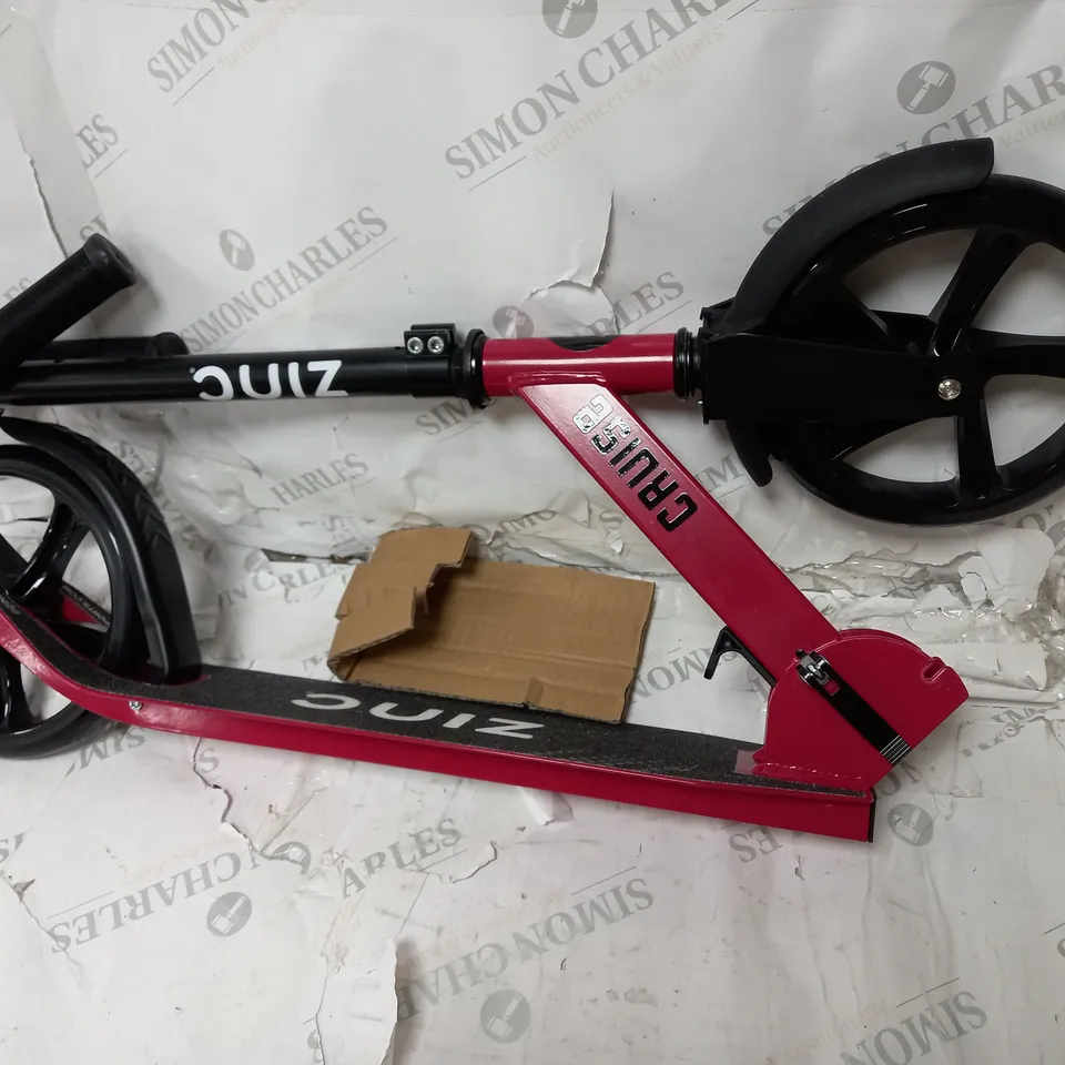 ZINC BIG WHEELED FOLDING CRUISE SCOOTER - RED RRP £69.99