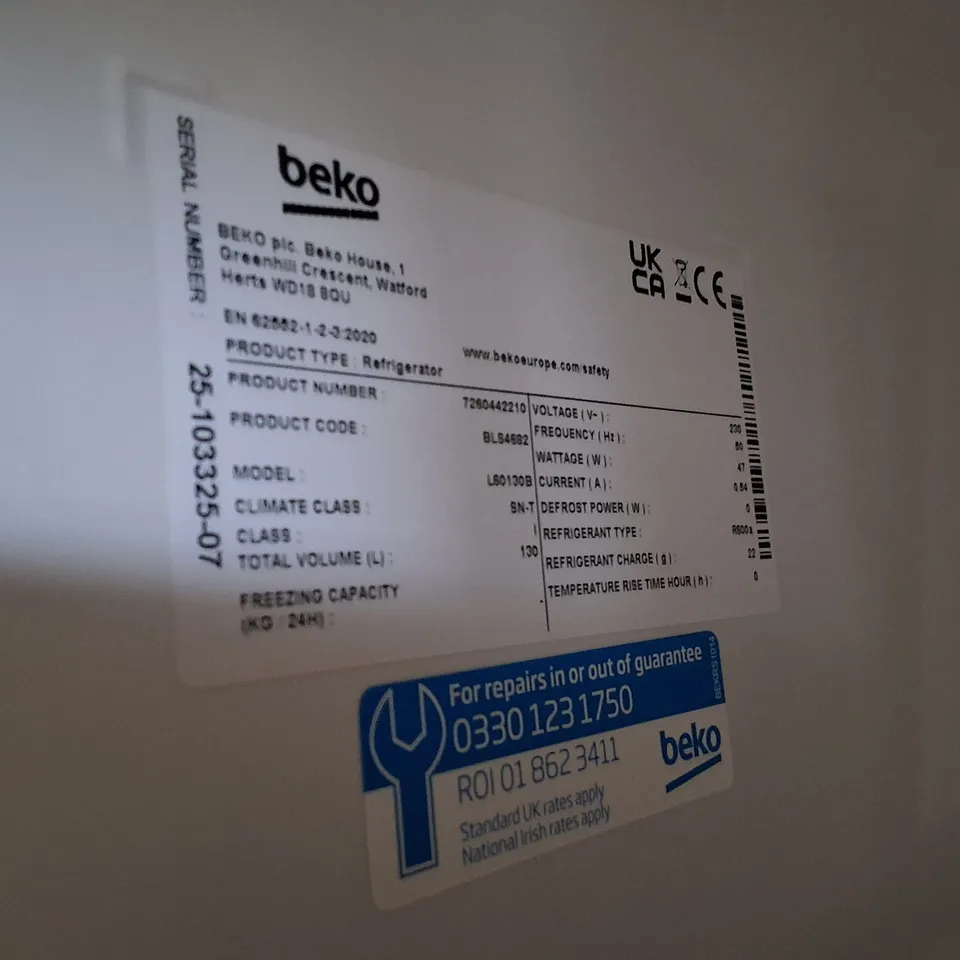 BEKO BLS4682 INTEGRATED UNDERCOUNTER LARDER FRIDGE