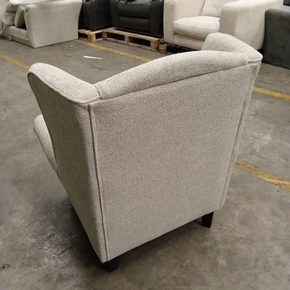 DENTON CHUNKY WEAVE FABRIC WING CHAIR RRP £379