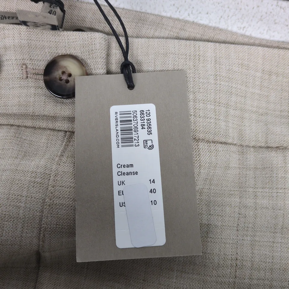 RIVER ISLAND WOMEN'S BEIGE LINEN-BLEND TROUSERS – UK 14 (EU 40, US 10)