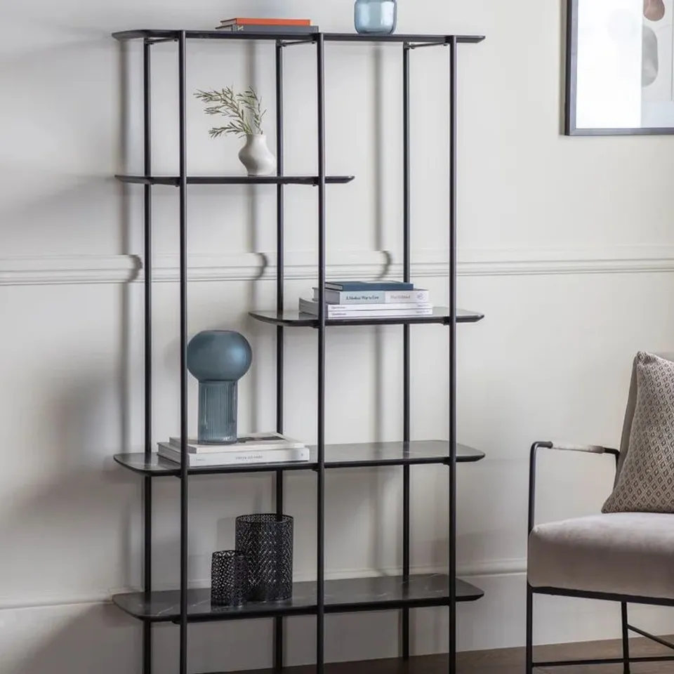 BOXED KINGS COUNTY 160CM H X 90CM W METAL GEOMETRIC BOOKCASE (1 BOX)