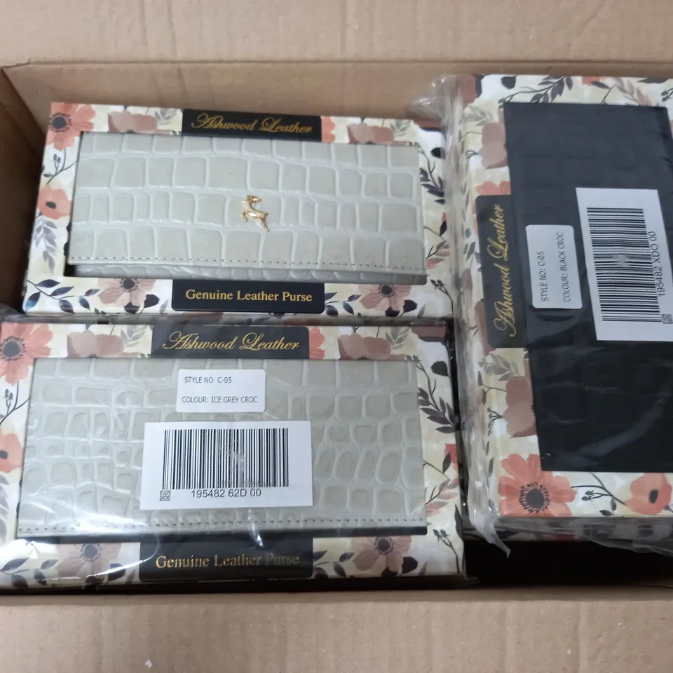 10 ASHWOOD GENUINE LEATHER CROC PURSES IN VARIOUS COLOURS