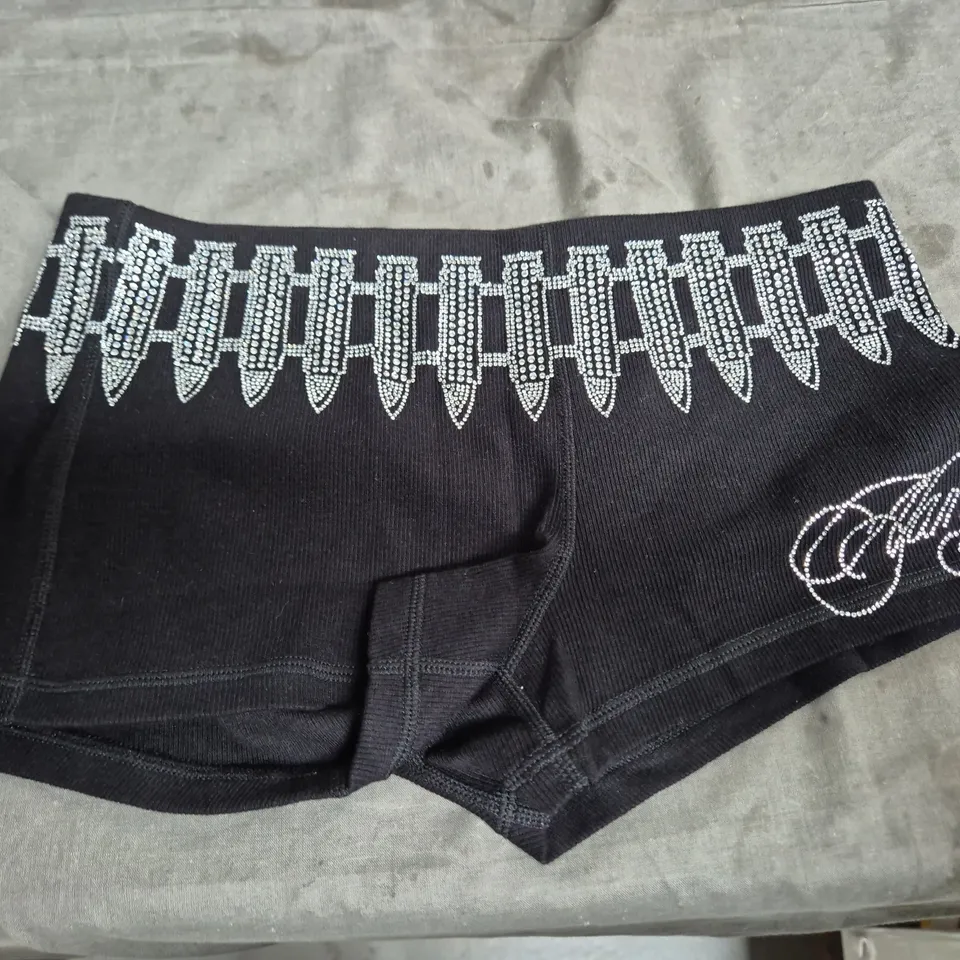 NAMED COLLECTIVE BLACK COTTON-BLEND SHORTS WITH RHINESTONE WAISTBAND – SMALL
