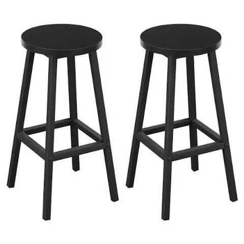 BOXED BAR STOOLS SET OF 2, INDUSTRIAL STYLE HIGH BARSTOOLS WITH METAL FRAME, BLACK