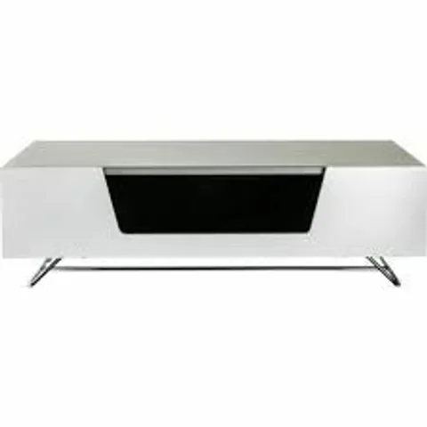 BOXED DOREL HOME CHROMIUM TV-STAND WITH 1 FLAP - WHITE (1 BOX)