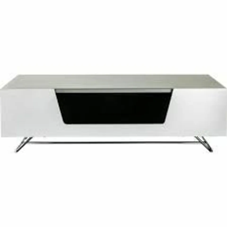 BOXED DOREL HOME CHROMIUM TV-STAND WITH 1 FLAP - WHITE (1 BOX)