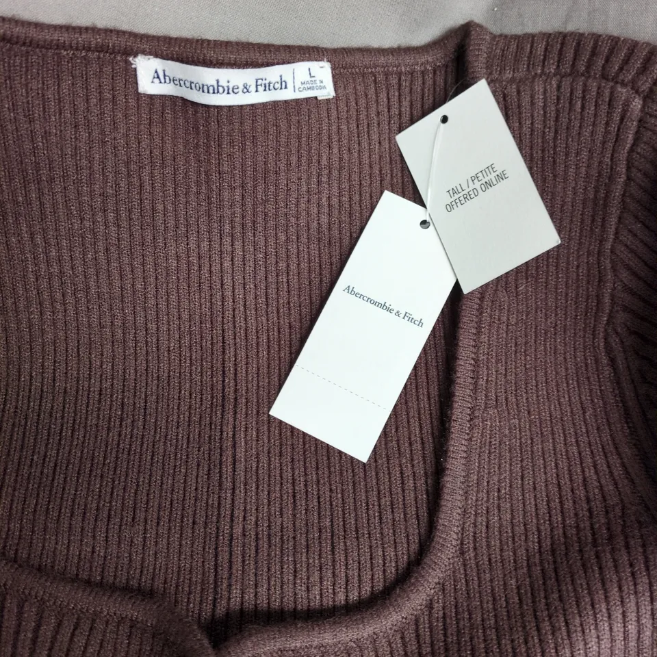 ABERCROMBIE & FITCH BROWN RIBBED KNITTED DRESS – UK SIZE L (WOMEN)
