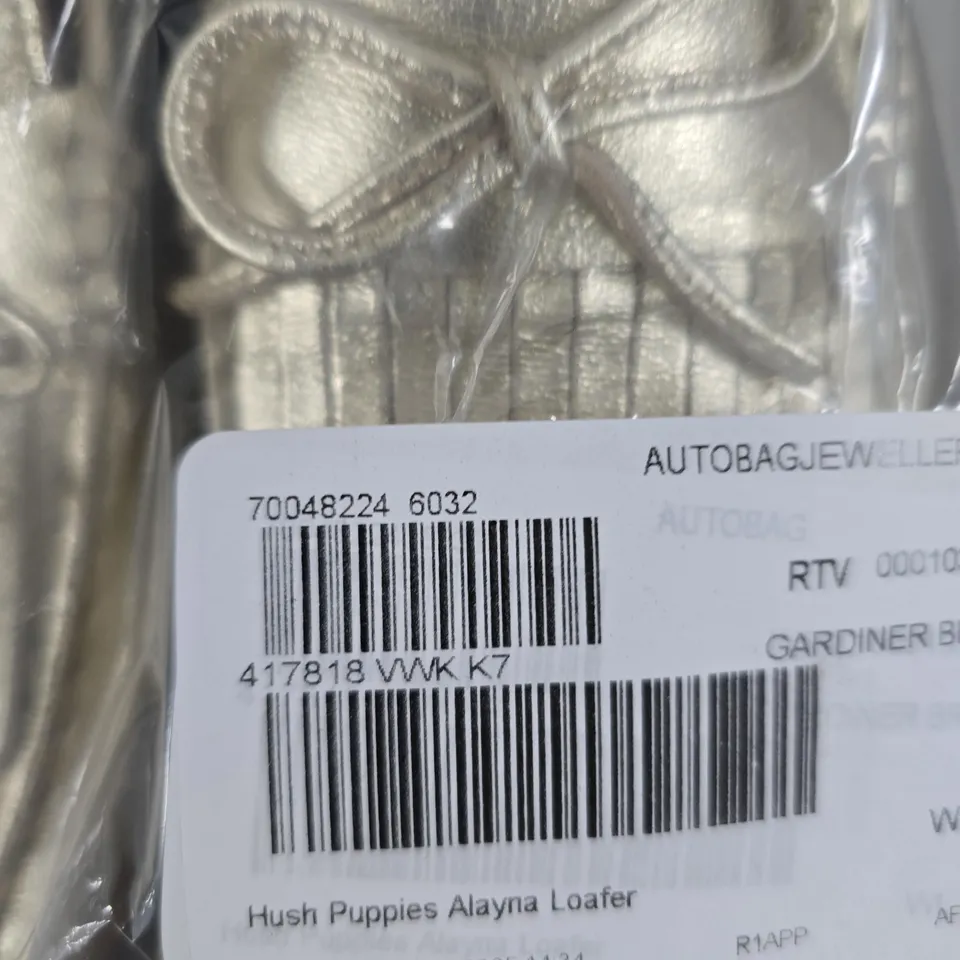 HUSH PUPPIES ALAYNA LOAFER – WOMEN'S GOLD METALLIC SLIP-ON SHOES - UK SIZE 7 