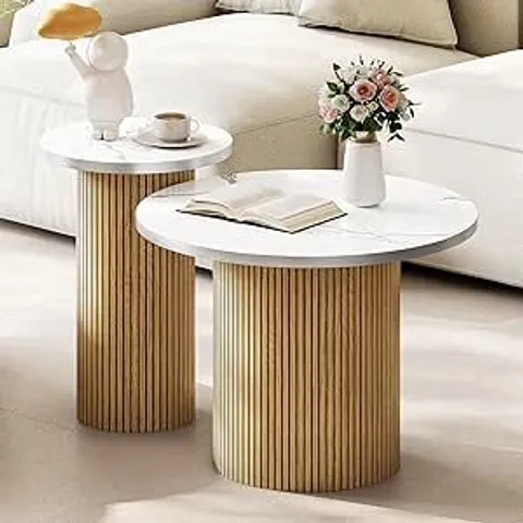 BOXED 2 PEICE ROUND COFFEE TABLE SET