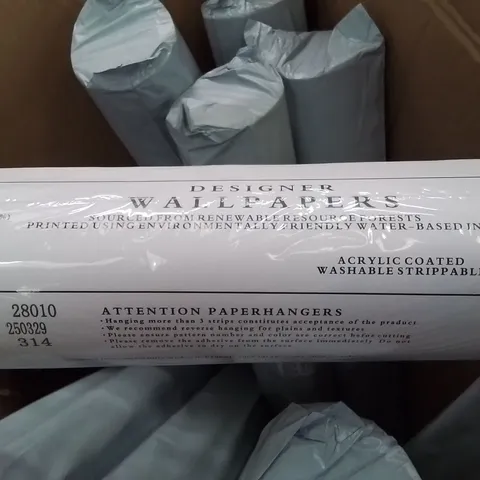 BOX CONTAINING 12 ROLLS OF DESIGNER WALLPAPER