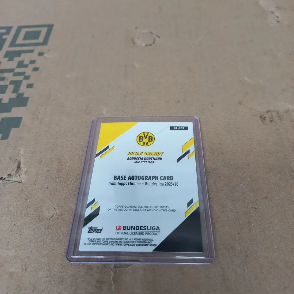 SIGNED JULIAN BRANDT BORUSSIA DORTMUND TOPPS CARD LAMINATED LIMITED EDITION 7/25